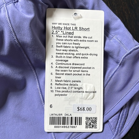 LULULEMON HOTTY HOT LR SHORTS 2.5” SHORTS IN DARK LAVENDER SZ 10 NWT - Picture 8 of 16